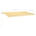 Toldo retráctil automático con postes amarillo y blanco 6x3,5 m