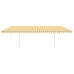 Toldo retráctil automático con postes amarillo y blanco 6x3,5 m