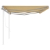 Toldo retráctil automático con postes amarillo y blanco 6x3,5 m