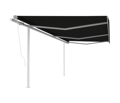 Toldo retráctil automático con postes gris antracita 6x3,5 m