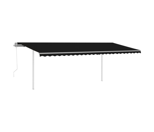 Toldo retráctil automático con postes gris antracita 6x3,5 m