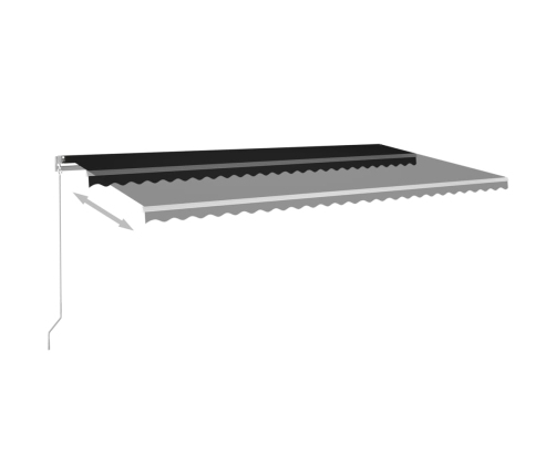 Toldo retráctil automático con postes gris antracita 6x3,5 m