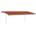Toldo retráctil automático con postes naranja y marrón 6x3,5 m