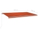 Toldo retráctil automático con postes naranja y marrón 6x3,5 m