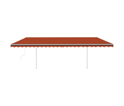 Toldo retráctil automático con postes naranja y marrón 6x3,5 m