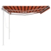 Toldo retráctil automático con postes naranja y marrón 6x3,5 m