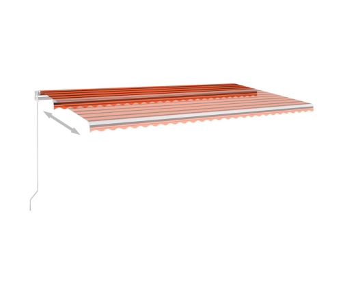 Toldo retráctil automático con postes naranja y marrón 6x3,5 m