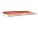 Toldo retráctil automático con postes naranja y marrón 6x3,5 m
