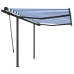 Toldo manual retráctil con postes azul y blanco 3x2,5 m