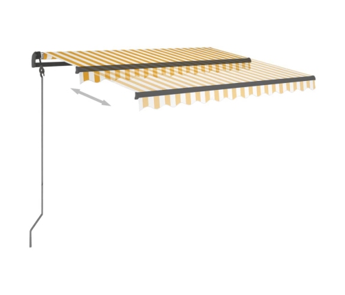 Toldo manual retráctil con postes amarillo y blanco 3x2,5 m