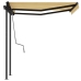 Toldo manual retráctil con postes amarillo y blanco 3x2,5 m