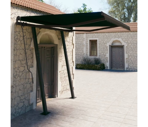 Toldo manual retráctil con postes gris antracita 3x2,5 m