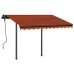 Toldo manual retráctil con postes naranja y marrón 3x2,5 m