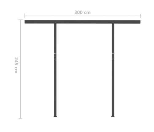 Toldo manual retráctil con postes naranja y marrón 3x2,5 m