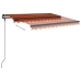 Toldo manual retráctil con postes naranja y marrón 3x2,5 m