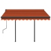 Toldo manual retráctil con postes naranja y marrón 3x2,5 m