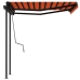 Toldo manual retráctil con postes naranja y marrón 3x2,5 m
