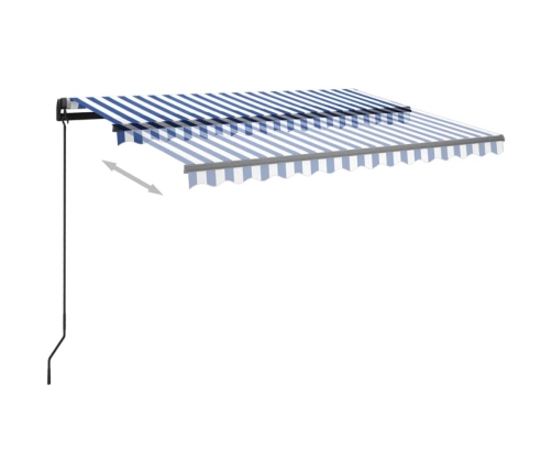 Toldo manual retráctil con luz LED azul y blanco 3x2,5 m