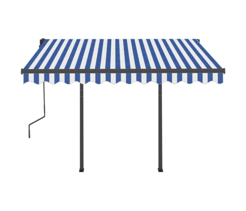 Toldo manual retráctil con luz LED azul y blanco 3x2,5 m