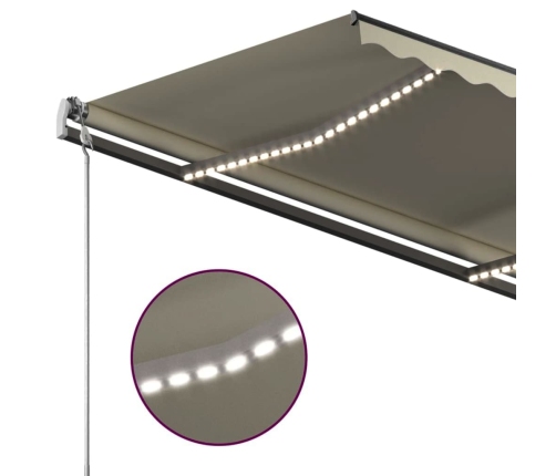 Toldo manual retráctil con LED crema 3x2,5 m