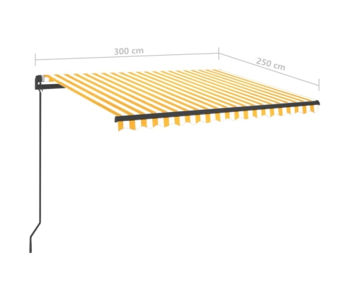 Toldo manual retráctil con LED amarillo y blanco 3x2,5 m