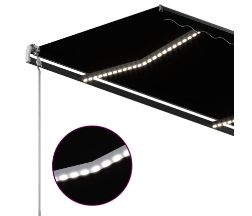 Toldo manual retráctil con LED gris antracita 3x2,5 m