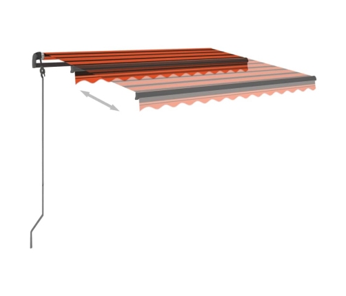 Toldo manual retráctil con LED naranja y marrón 3x2,5 m