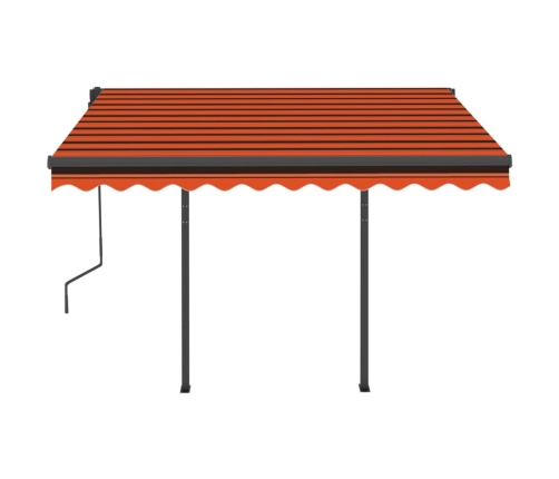 Toldo manual retráctil con LED naranja y marrón 3x2,5 m