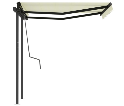 Toldo automático retráctil con postes color crema 3x2,5 m