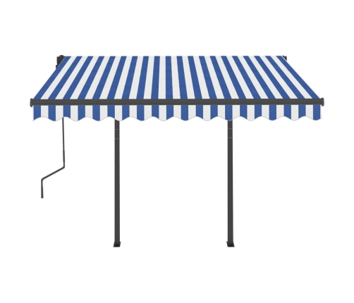 Toldo automático con LED sensor de viento azul y blanco 3x2,5 m