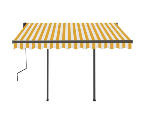 Toldo automático LED sensor de viento amarillo y blanco 3x2,5 m