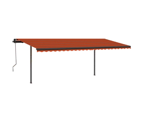 Toldo manual retráctil con postes naranja y marrón 3,5x2,5 m