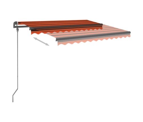 Toldo manual retráctil con postes naranja y marrón 3,5x2,5 m