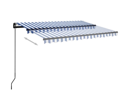 Toldo manual retráctil con LED azul y blanco 3,5x2,5 m