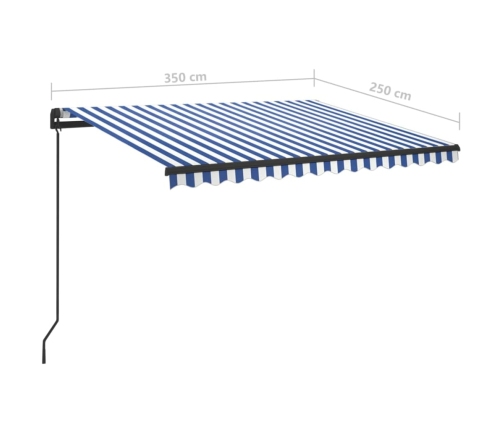 Toldo manual retráctil con LED azul y blanco 3,5x2,5 m