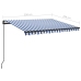 Toldo manual retráctil con LED azul y blanco 3,5x2,5 m