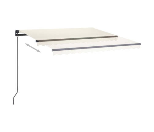 Toldo manual retráctil con LED color crema 3,5x2,5 m