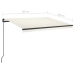 Toldo manual retráctil con LED color crema 3,5x2,5 m