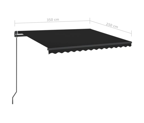 Toldo manual retráctil con LED gris antracita 3,5x2,5 m