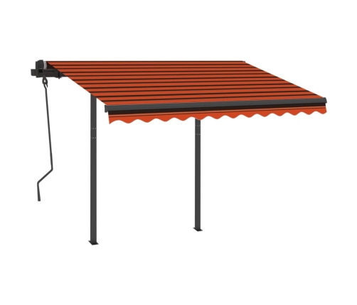 Toldo manual retráctil con LED naranja y marrón 3,5x2,5 m