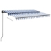 Toldo automático LED sensor de viento azul y blanco 3,5x2,5 m