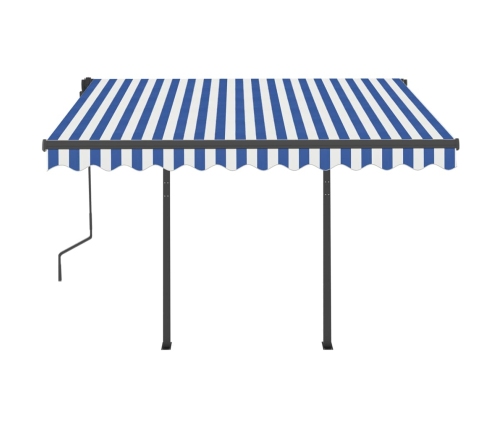 Toldo automático LED sensor de viento azul y blanco 3,5x2,5 m