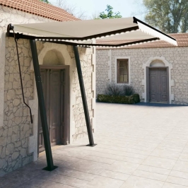 Toldo automático con LED sensor de viento color crema 3,5x2,5 m