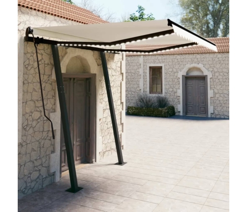 Toldo automático con LED sensor de viento color crema 3,5x2,5 m