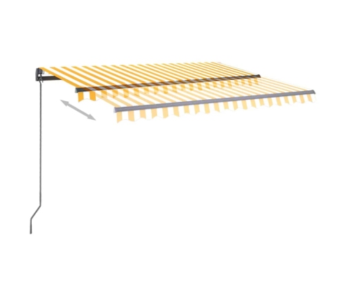 Toldo automático LED sensor de viento amarillo blanco 3,5x2,5 m