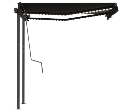 Toldo automático LED sensor de viento gris antracita 3,5x2,5 m