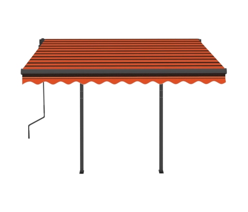 Toldo automático LED sensor de viento naranja y marrón 3,5x2,5m