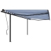 Toldo manual retráctil con postes azul y blanco 4x3 m