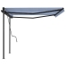 Toldo manual retráctil con postes azul y blanco 4x3 m