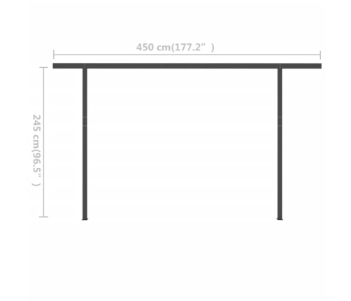 Toldo manual retráctil con postes crema 4x3 m